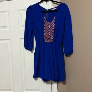 GB Girls Blue Dress with Pink Embroidery